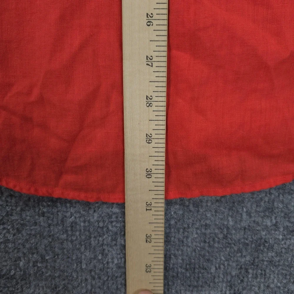 Vintage Polo Ralph Lauren Shirt Mens Large Red Linen Pony Logo Classic Fit